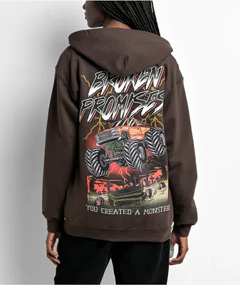 Broken Promises Coffin Jumper Brown Zip Hoodie