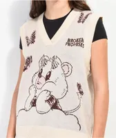 Broken Promises Cry Later Cream Sweater Vest