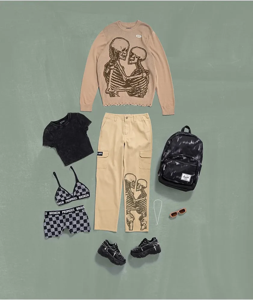 Broken Promises Embrace Distressed Brown Sweater