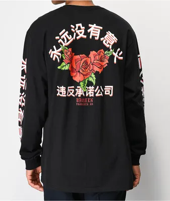 Broken Promises Forever Kanji Black Long Sleeve T-Shirt