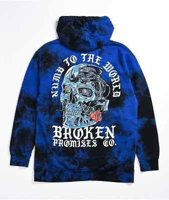 Broken Promises Forever Numb Blue Tie Dye Hoodie