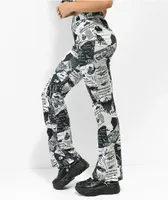 Broken Promises Mixed Media Black & White Flare Pants