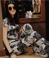 Broken Promises Mixed Media Black & White Flare Pants