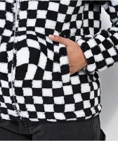 Broken Promises On My Own Black & White Checkered Sherpa Fleece Jacket