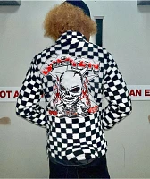 Broken Promises On My Own Black & White Checkered Sherpa Fleece Jacket
