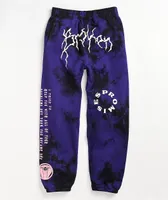 Broken Promises Problems Purple & Black Tie Dye Sweatpants