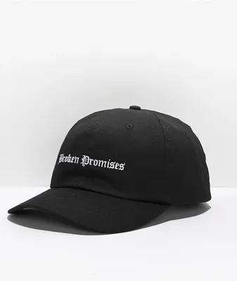 Broken Promises Slogan Black Strapback Hat