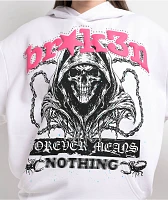 Broken Promises Soulless White Rhinestone Hoodie