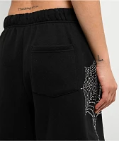 Broken Promises Stoned Web Black Sweat Shorts