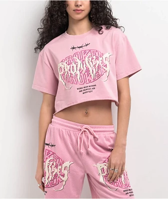 Broken Promises Underworld Pink Boxy Crop T-Shirt
