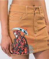 Broken Promises Wheelbarrow Brown Mini Skirt