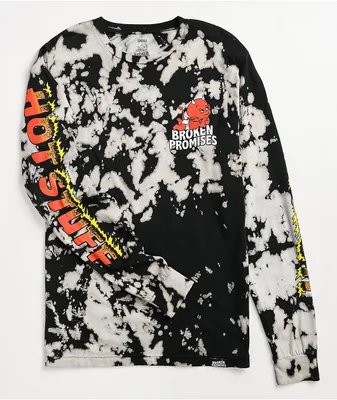 Broken Promises x Hot Stuff Daydreaming Black & White Tie Dye Long Sleeve T-Shirt