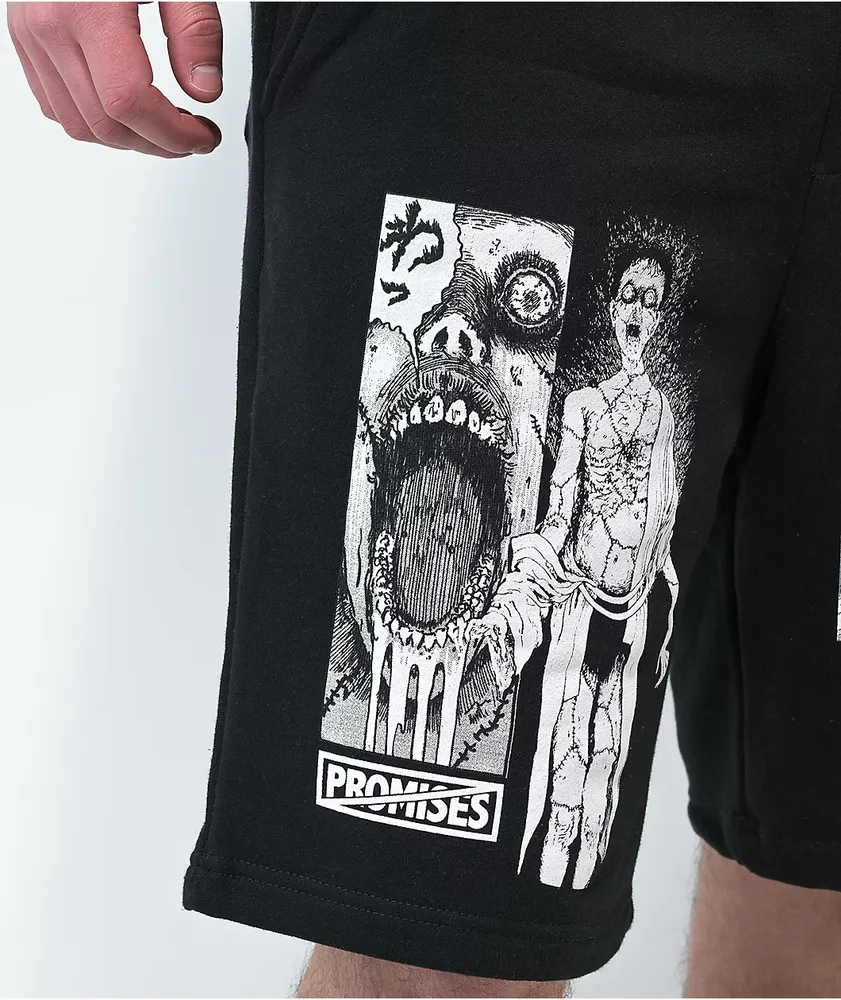 Broken Promises x Junji Ito Jack in the Box Black Sweat Shorts