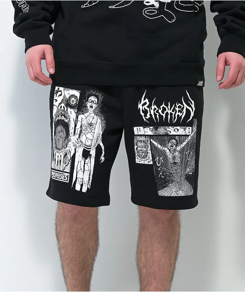 Broken Promises x Junji Ito Jack in the Box Black Sweat Shorts