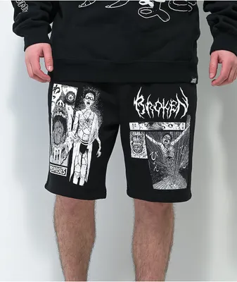 Broken Promises x Junji Ito Jack in the Box Black Sweat Shorts