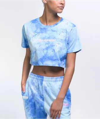 By Samii Ryan Daydreamer Blue Tie Dye Crop T-Shirt