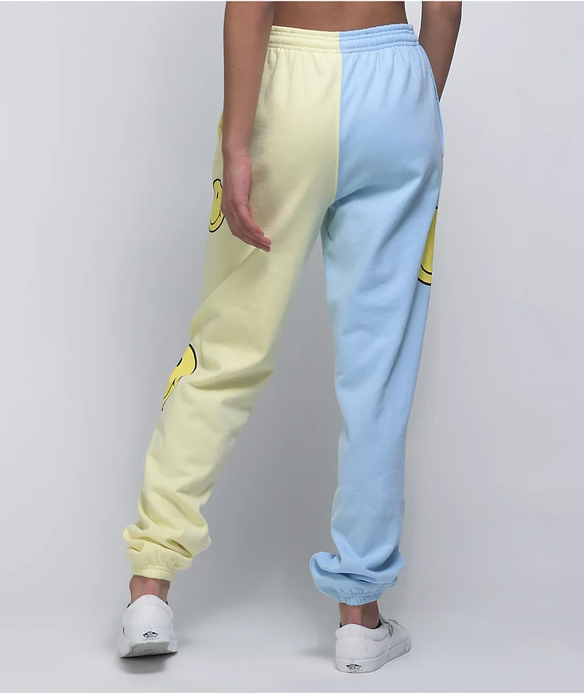 By Samii Ryan x Smiley Smile 4 Me Blue & Yellow Split Sweatpants