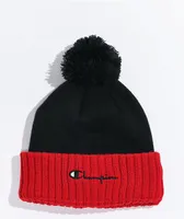 Champion Black & Scarlet Pom Beanie