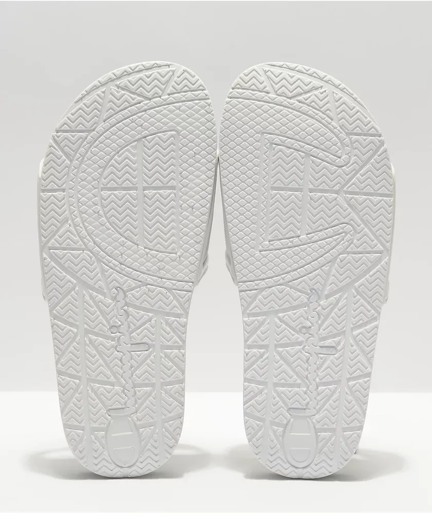 Champion CS Squish White & Grey Slide Sandals