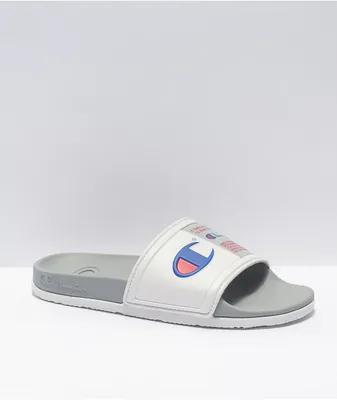 Champion CS Squish White & Grey Slide Sandals