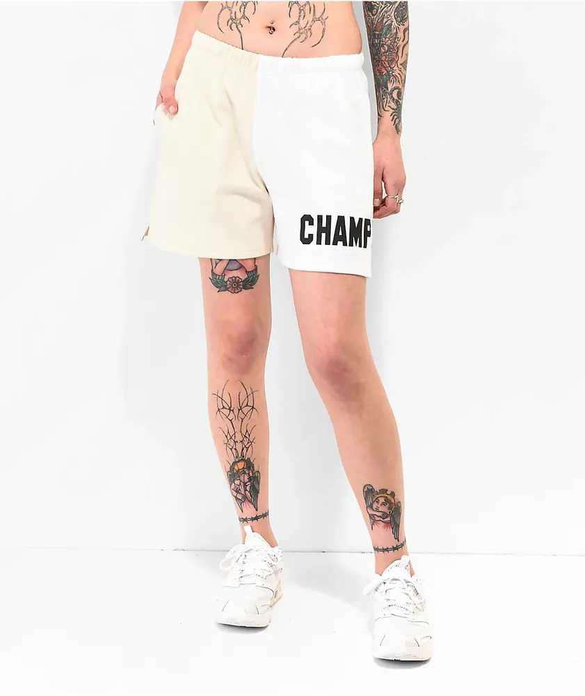 Champion Classic Two Tone White & Cream Sweat Shorts