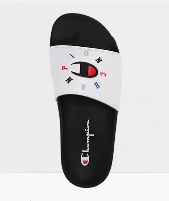 Champion IPO Circular White & Black Slide Sandals