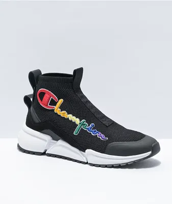 Champion Kids Rally Future Mid Black & Rainbow Shoes