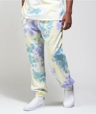Champion Lightweight Lemon Glacier, Blue, & Purple Tie Dye Sweat Pants