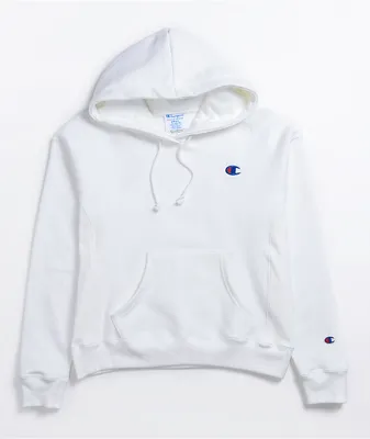 Champion Reverse Weave C Emblem White Hoodie