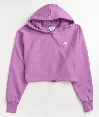 Champion Reverse Weave Cinch Bottom Lavender Crop Hoodie