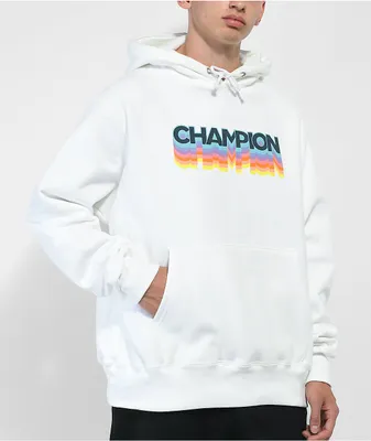 Champion Reverse Weave Multi Logo White Hoodie