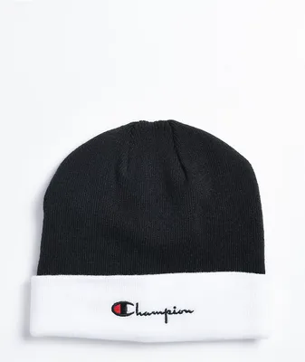 Champion Script Black & White Cuffed Beanie