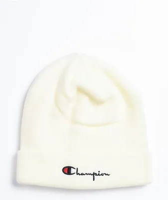Champion Script Chalk White Cuffed Beanie