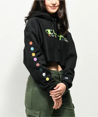 Champion x Naruto Shippuden Akatsuki Reverse Weave Black Crop Hoodie
