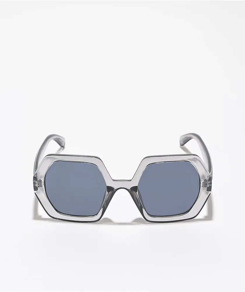 Clear Grey Hexagon Sunglasses