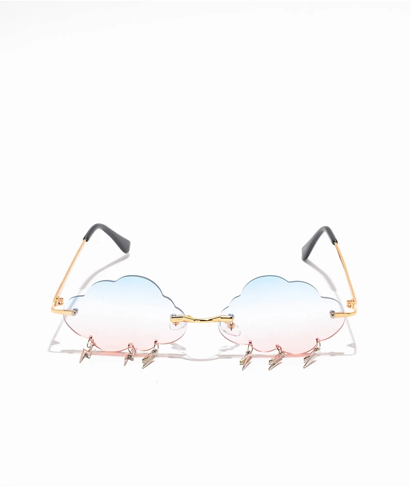 Cloud & Lightning Pink & Blue Rimless Sunglasses