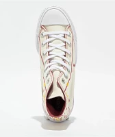 Converse Chuck Taylor All Star Lift Western Embroidered Egret, Astrodust, & Yellow High Top Platform Shoes
