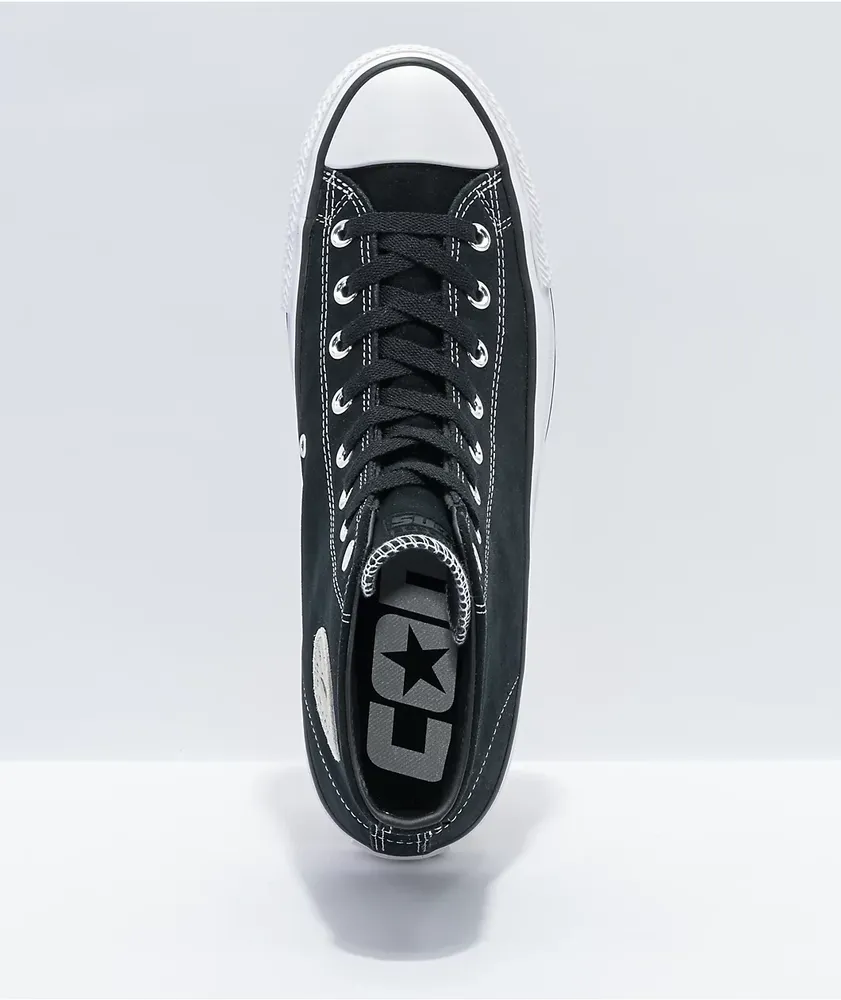Converse Chuck Taylor All Star Pro Hi Black & White Suede Skate Shoes