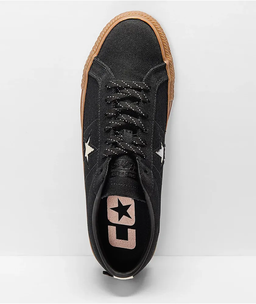 Converse One Star Pro Black & Gum Cordura Skate Shoes