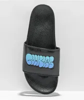 Cookies Bubble Graffiti Logo Black & Blue Slide Sandals