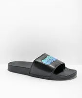 Cookies Bubble Graffiti Logo Black & Blue Slide Sandals