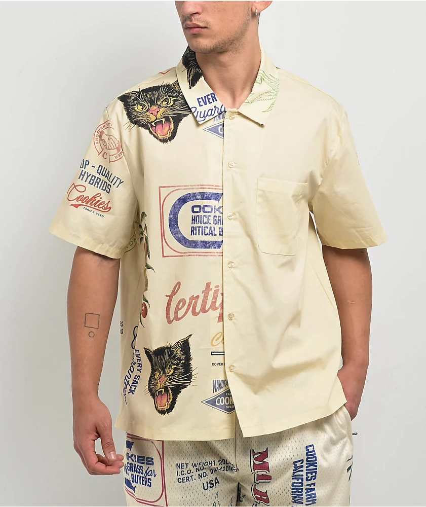 Cookies Cuban Link Beige Button Up Shirt
