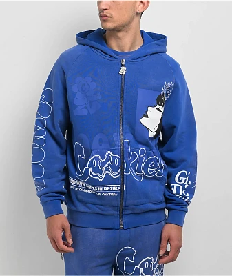 Cookies Florist Blue Wash Zip Hoodie