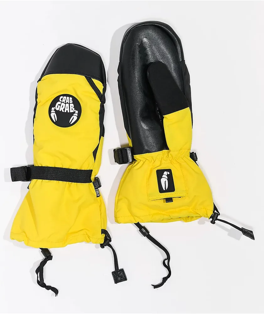 Crab Grab Cinch Black & Yellow Snowboard Mittens