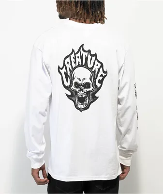 Creature Bonehead Flame White Long Sleeve T-Shirt