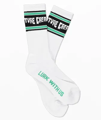 Creature Lurk With Us White Crew Socks