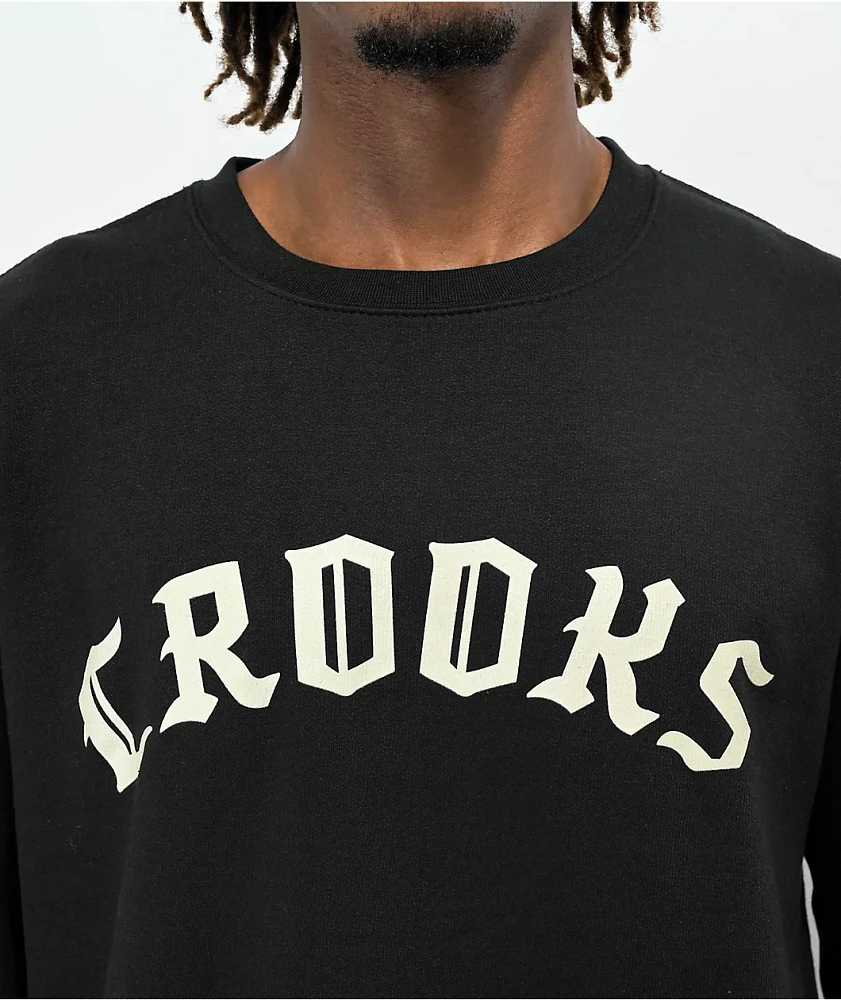 Crooks & Castles Varsity Black Crewneck Sweatshirt