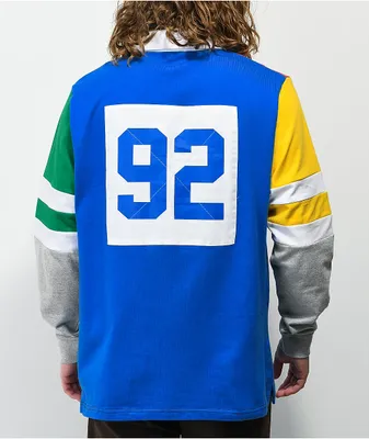 Cross Colours Colorblock White, Red, & Blue Rugby Shirt