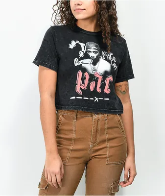 Cross Colours x Tupac Shakur Black Crop T-Shirt