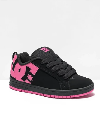 DC Kids Court Graffik Black & Hot Pink Skate Shoes